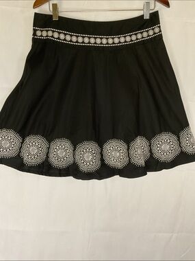 Heart Soul Black Circle Skater Skirt with White Embroidered Trim